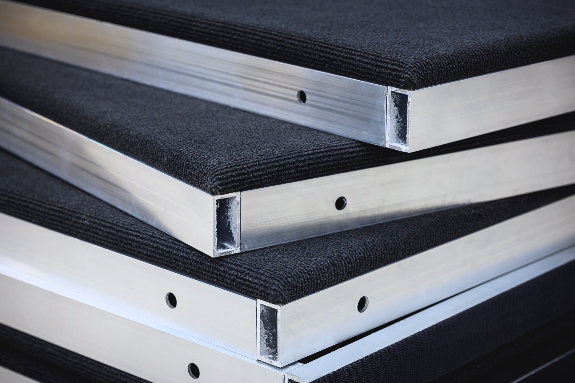 Aluminum-framed floor panel detail used in custom sim builds