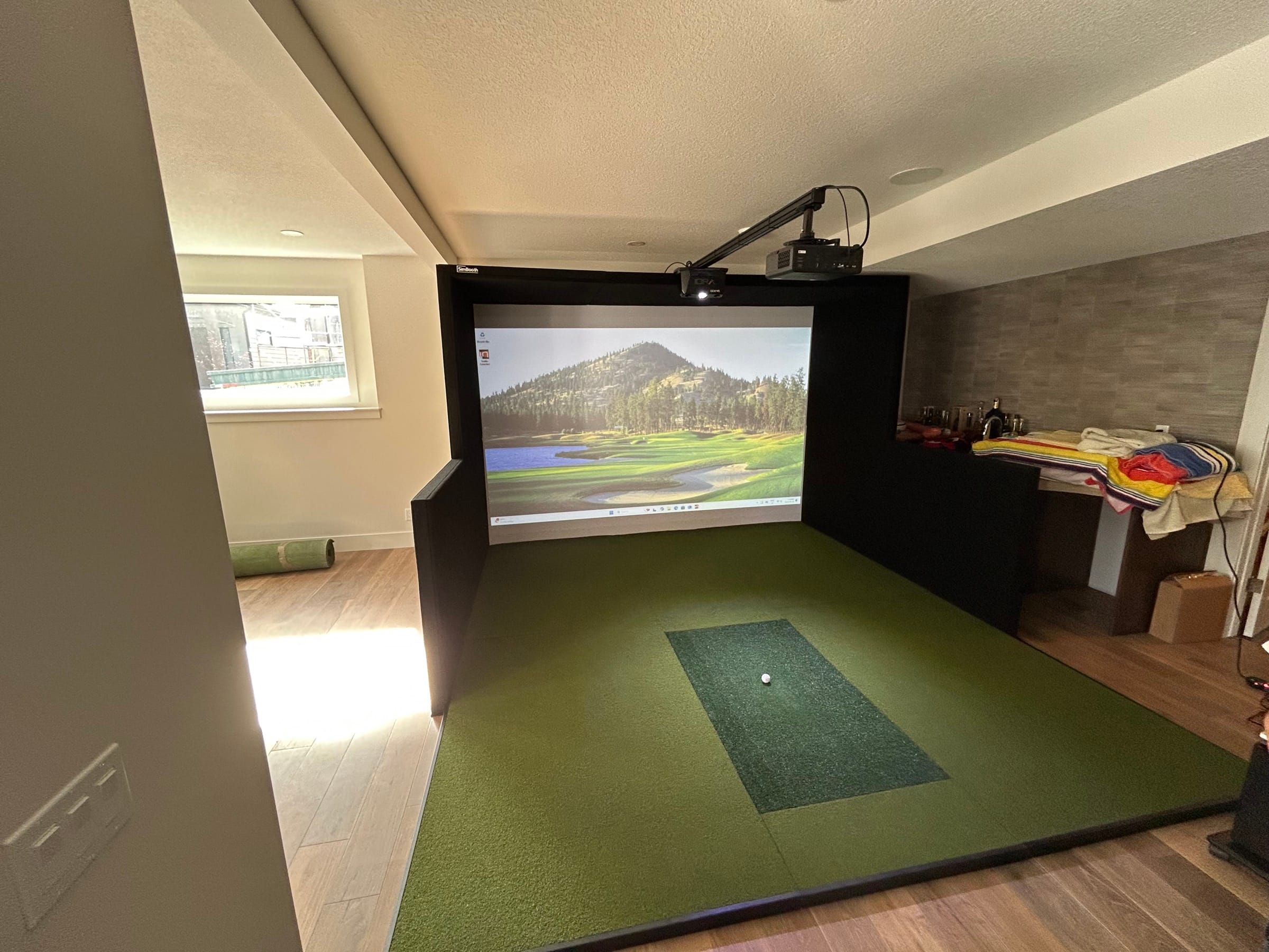 Basement simulator bay in a private Okanagan home